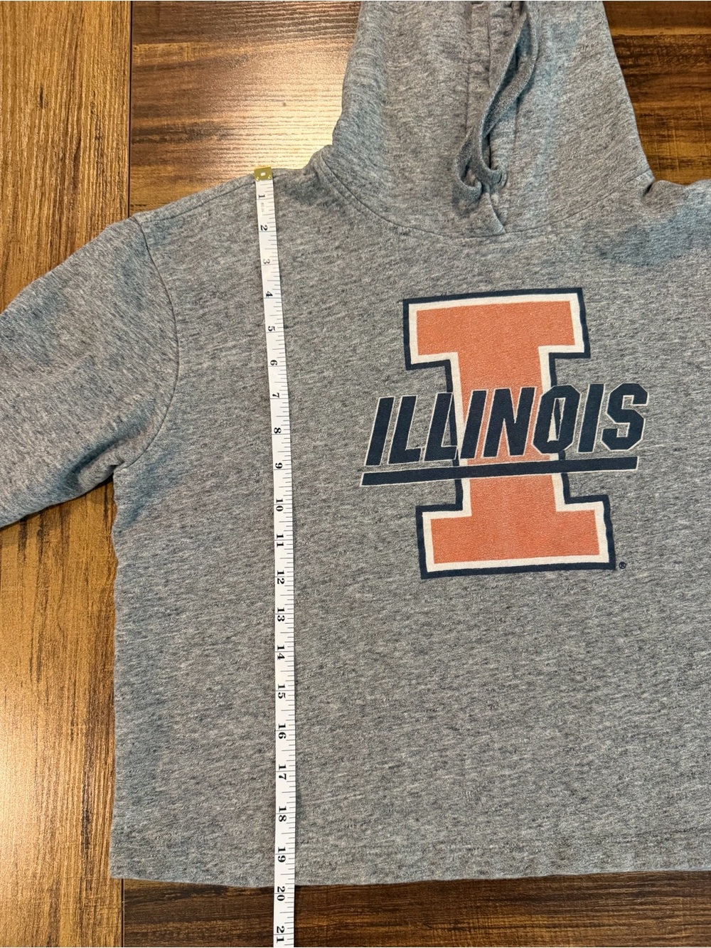 Illinois Gray Cropped Hoodie with Orange Logo - Picture 8 of 9